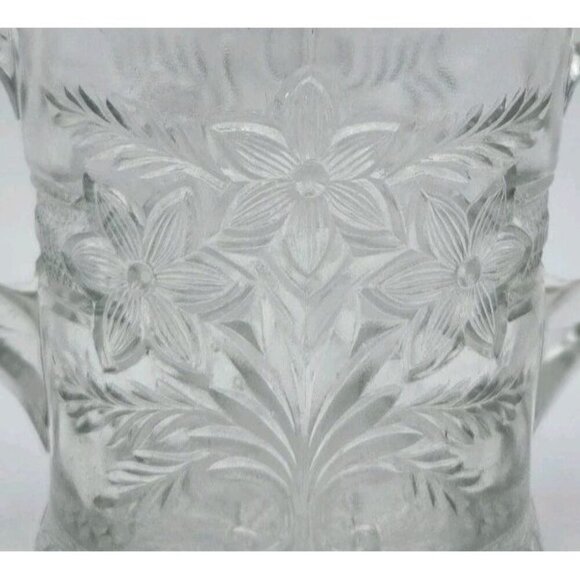 EAPG INDIANA GLASS No 162 Bouquet Narcissus Spray Winner Sugar 4 3/8" Antique - Picture 3 of 11
